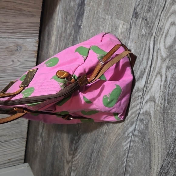 Dooney & Bourke Satchel Pink Green Duck Hobo Zip Handbag Purse - Picture 5 of 8